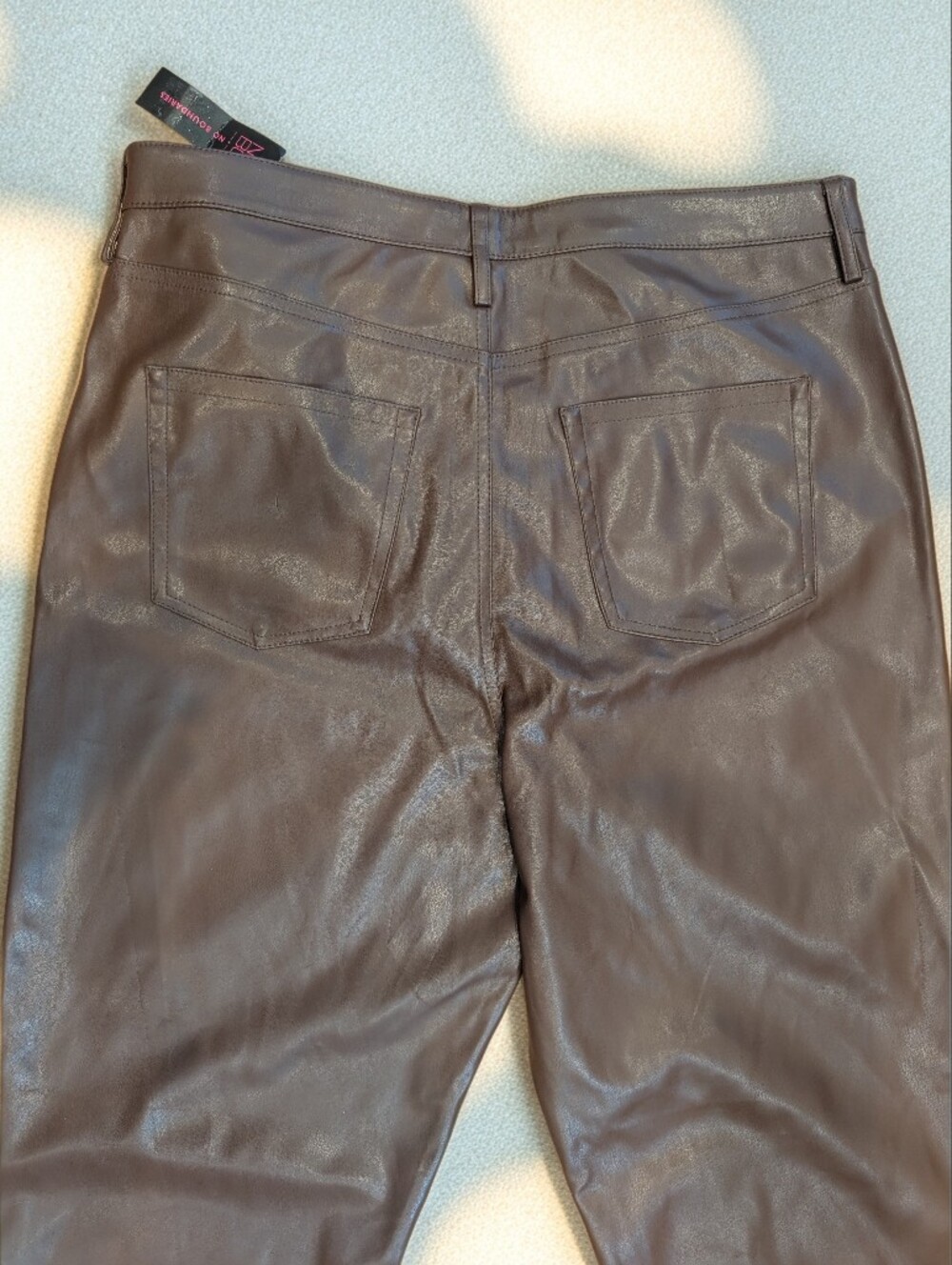 Brown Faux Leather Pants High Waist straight Leg - Picture 4 of 4